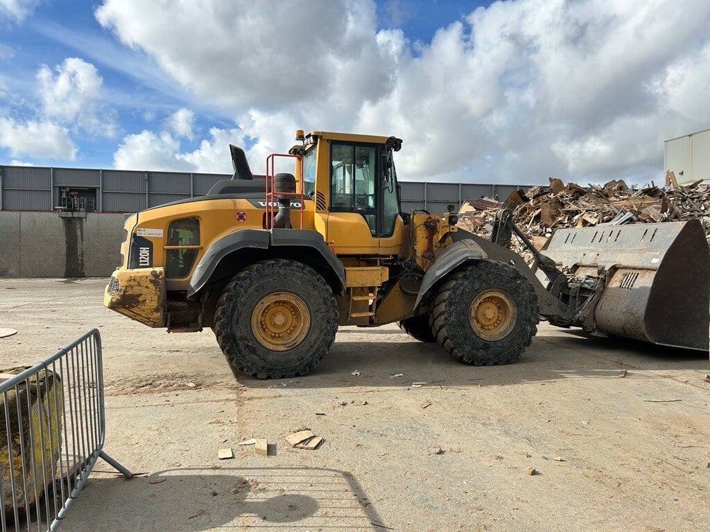 A loading shovel at a wood recyclers yard