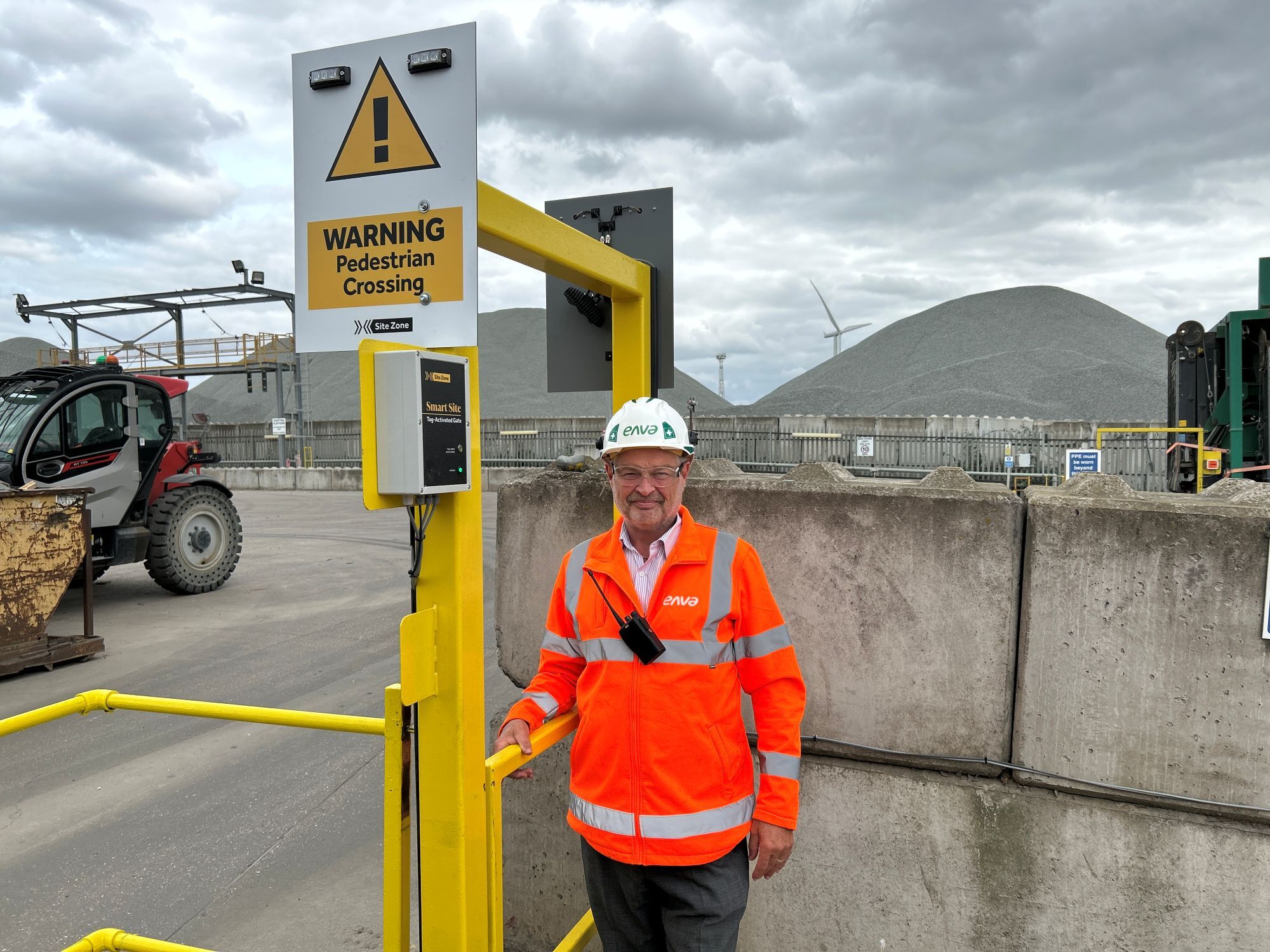 Steve Greenwood, Site Manager with the new SiteZone Tag Activated Gate System at Enva Tilbury