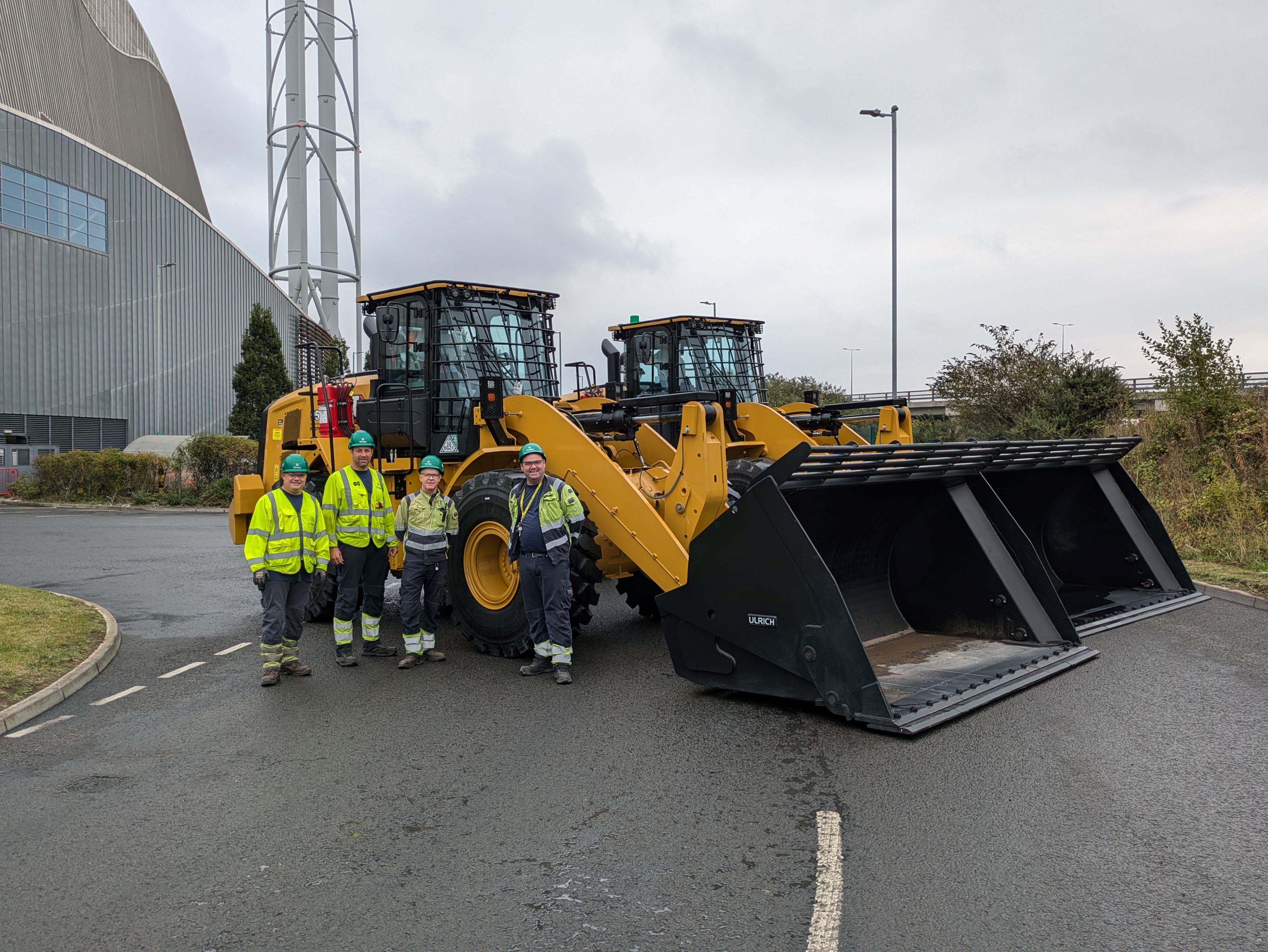 Staff from Viridor Cardiff ERF with their loading shovels